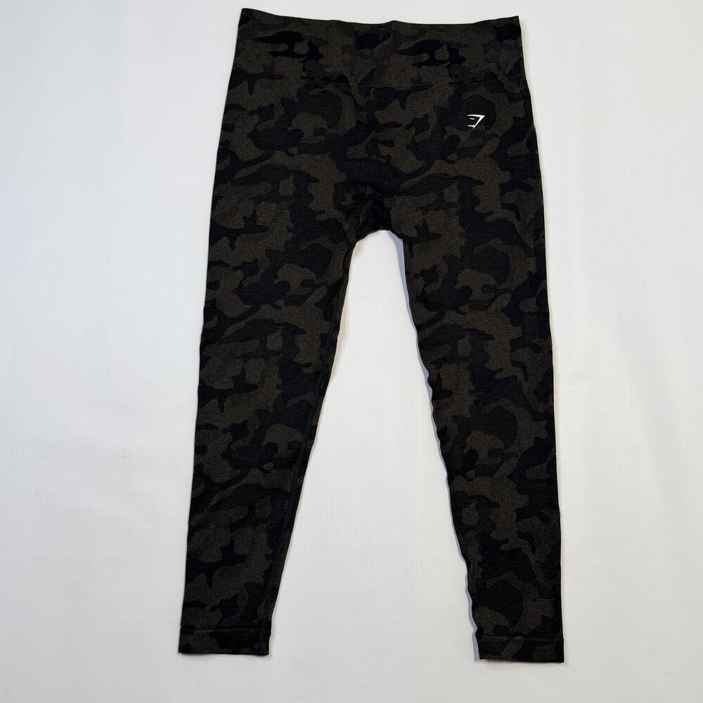 Gymshark Leggings Womens XXL Black Camo Seamless High Waist Ankle Gym Yoga NEW